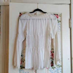 Lacy Shirred Peasant Top